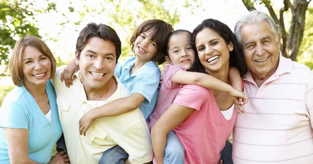 Photo of Multi Generation Hispanic Family Standing In Park