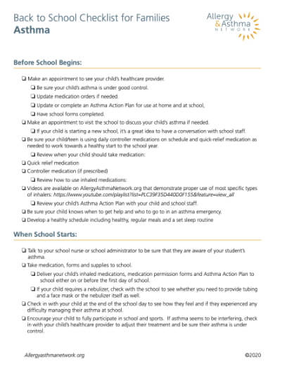 Thumbnail of Back to school asthma checklist for families