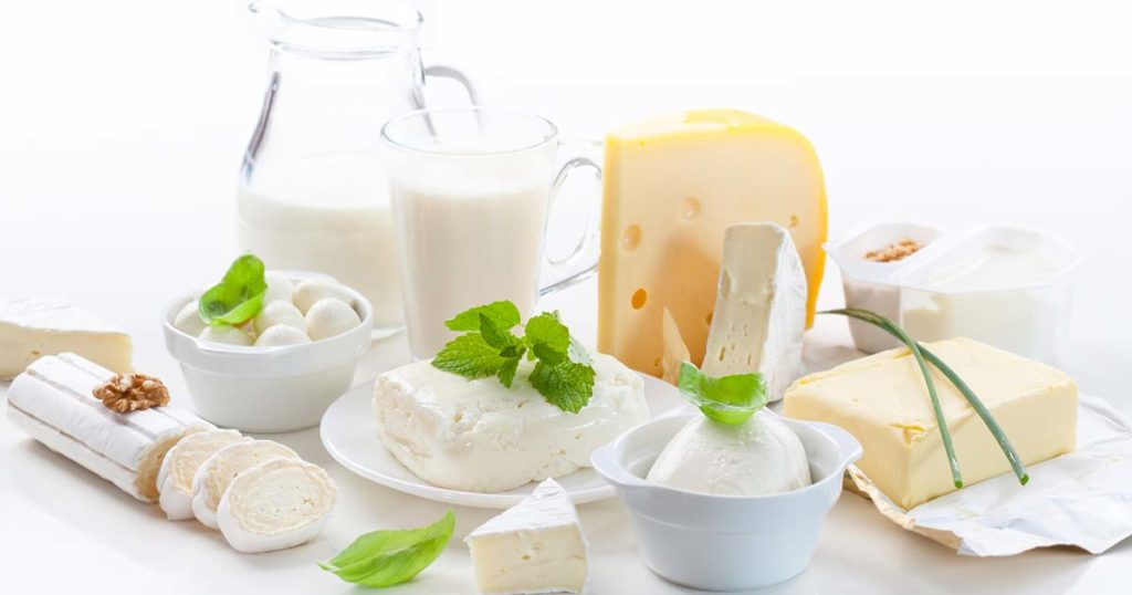 Various products that can are part of a milk allergy: cheese, yogurt, milk, butter, ice cream.