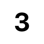 White Circle around the number 3 written in black