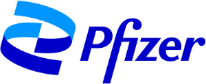 Pfizer logo in two tones of blue