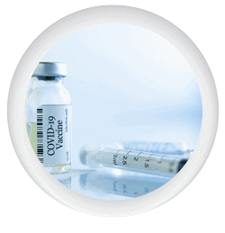 Photo icon of a covid-19 vaccine bottle and a syringe