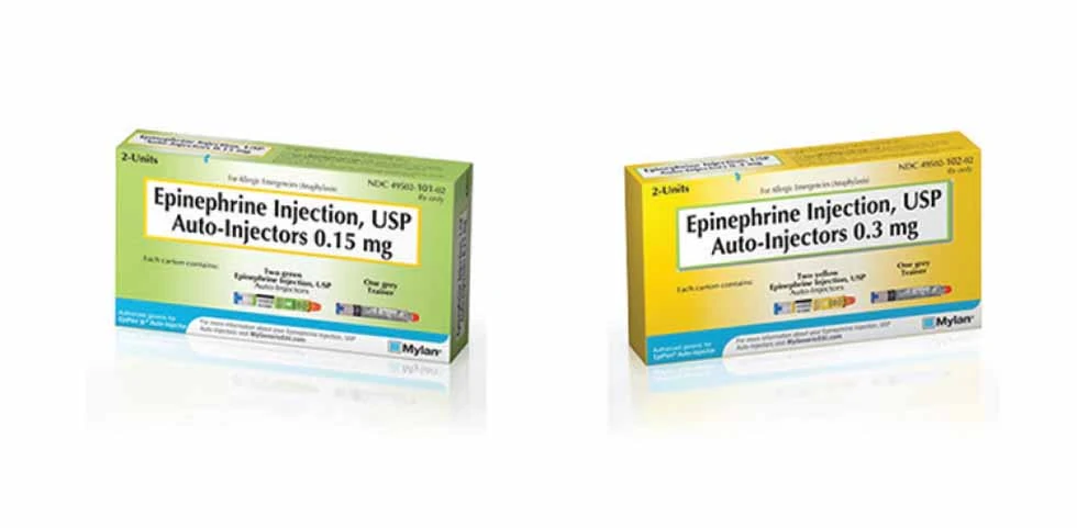 Photo of Generic Mylan epinephrine injectors
