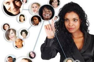 Image of woman in online networking event